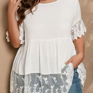 Lace trim T-shirt